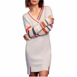Daily Practice by Anthropologie Stripe-Sleeve V-Neck Sweater Dress